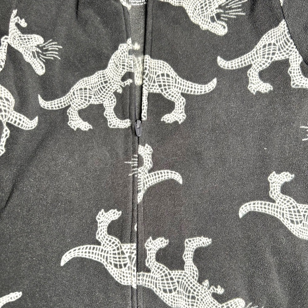 Carter's Dinosaur Print Full Zip 1- Piece Fleece Footie Pajamas. Boys Size 8. - Picture 4 of 7